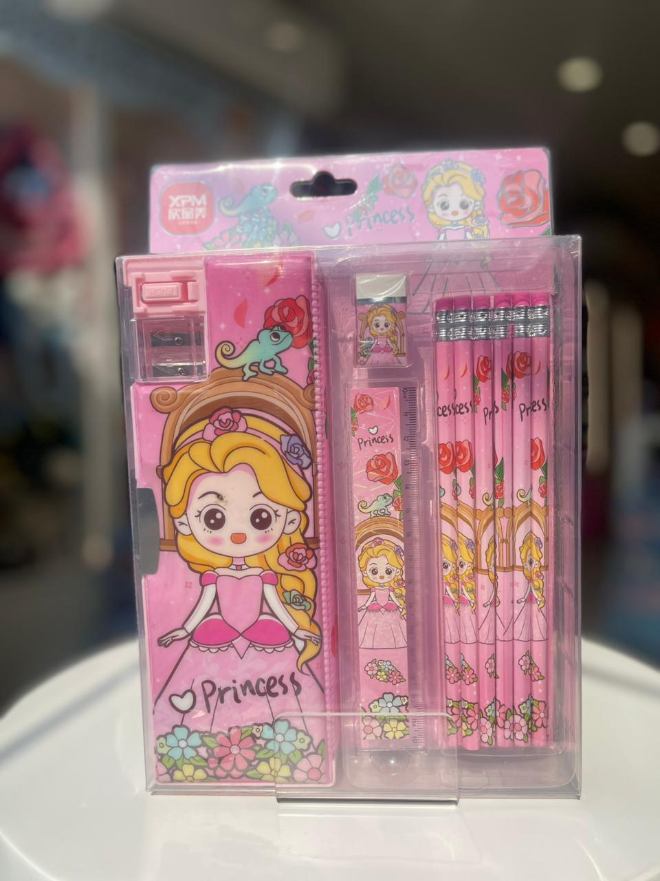 Princess Pencil Box and Pencils Set