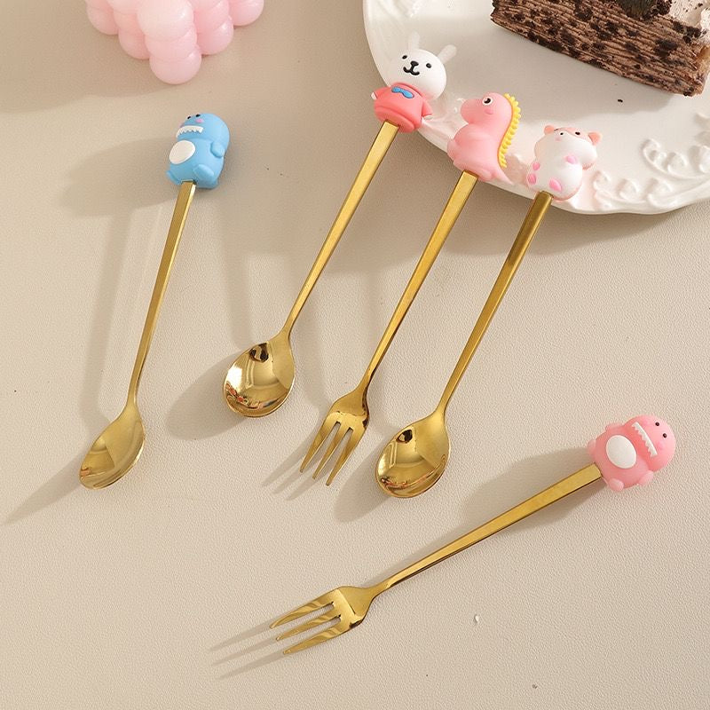 Steel Cartoon Spoon and Fork Set