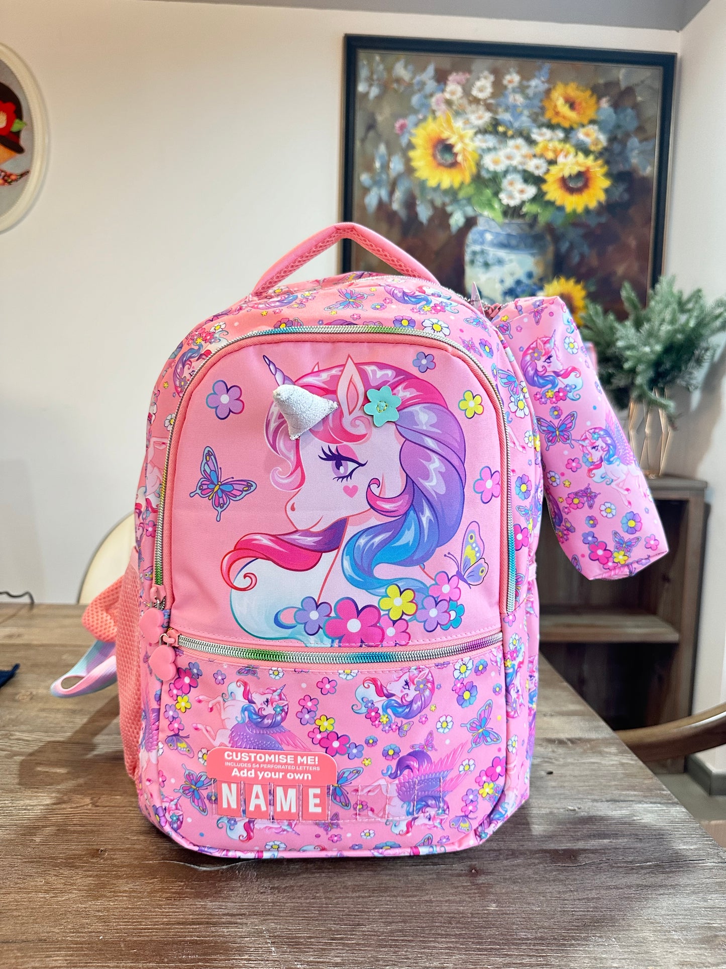 Large Unicorn School Bag with Pouch