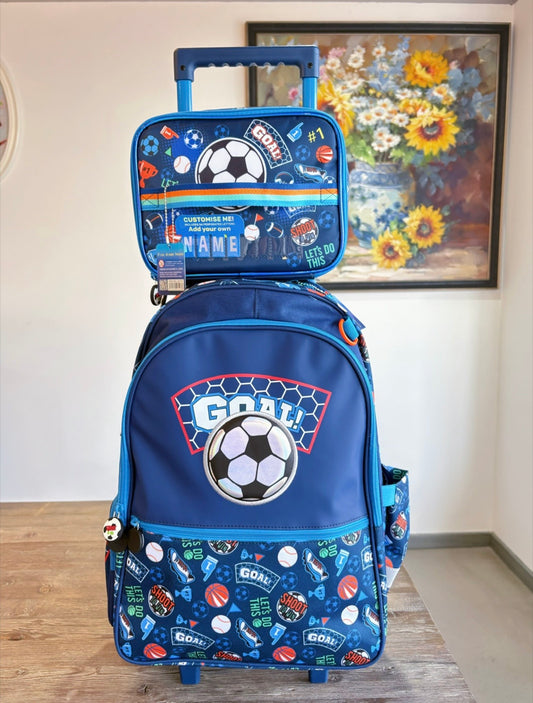 20 inches Football Trolley Backpack with Lunch Bag