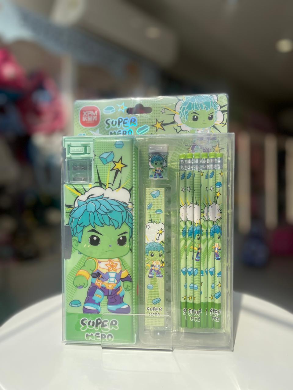 Hulk Pencil Box and Pencils Set