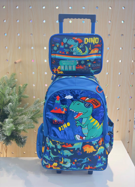 20 inches Dino Trolley Backpack with Lunch Bag