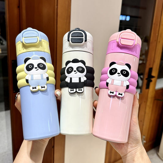 Dual Cap Insulated Panda Bottle