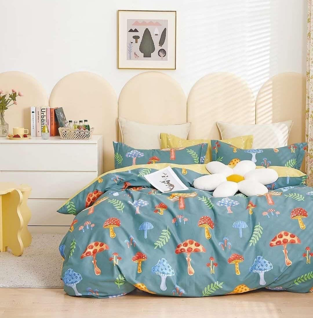 Cute Mushrooms Cotton Bedsheet