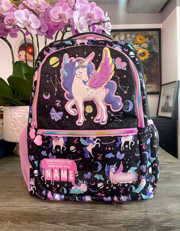 17 inches Unicorn Backpack with Pouch and Custom Name