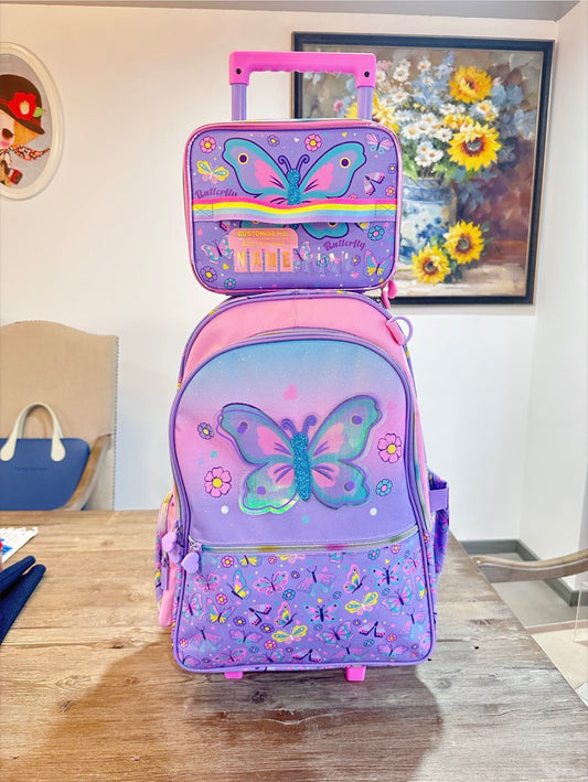 20 inches Butterfly Trolley Backpack with Lunch Bag