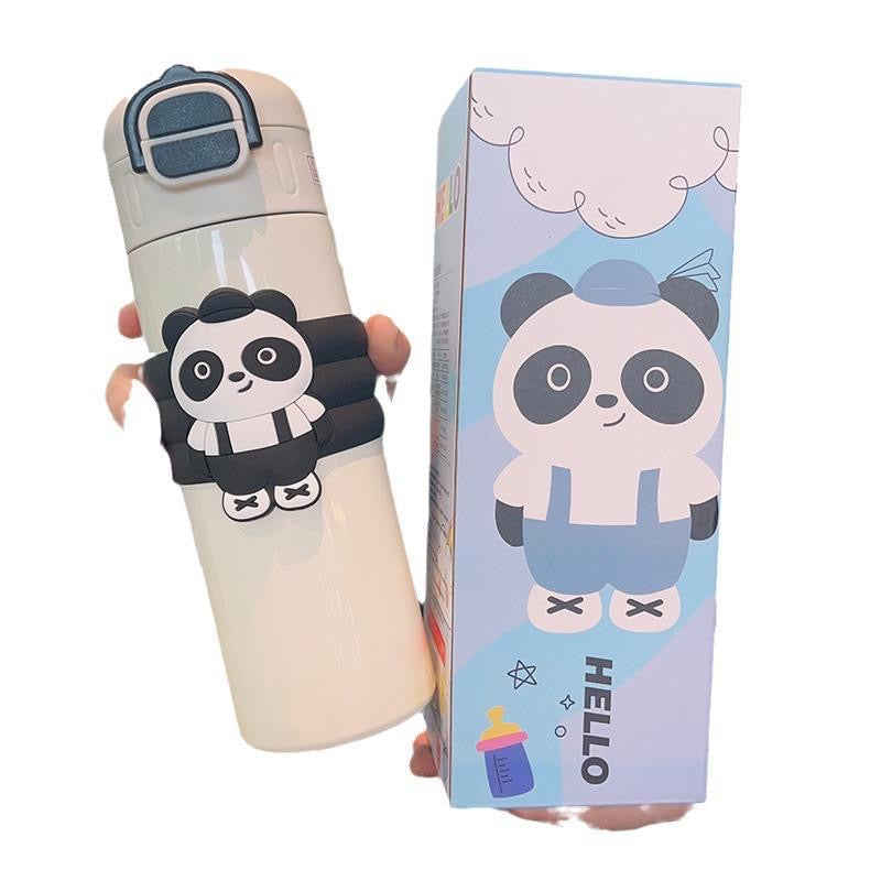 Dual Cap Insulated Panda Bottle