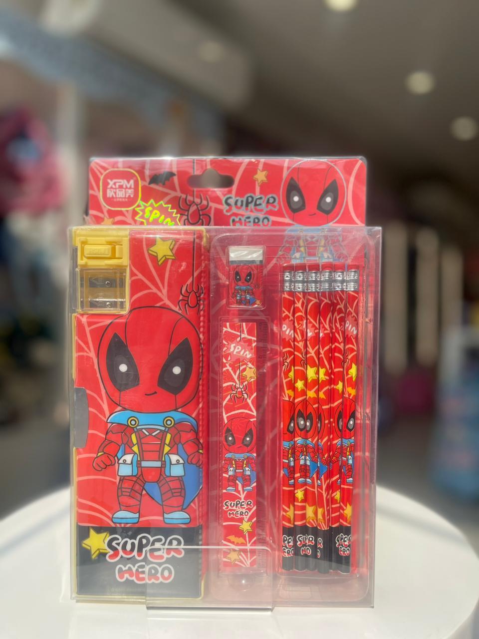 Spiderman Pencil Box and Pencils Set