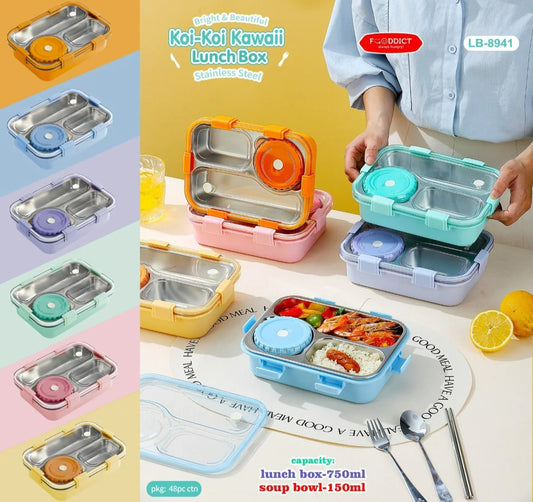 Three Compartment Stainless Steel Lunch Box