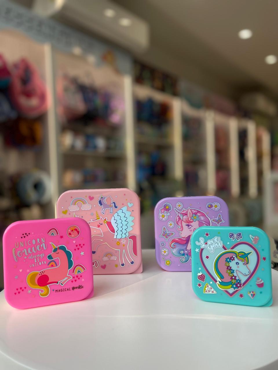 Unicorn Set of 4 snack Box Bpa Free plastic