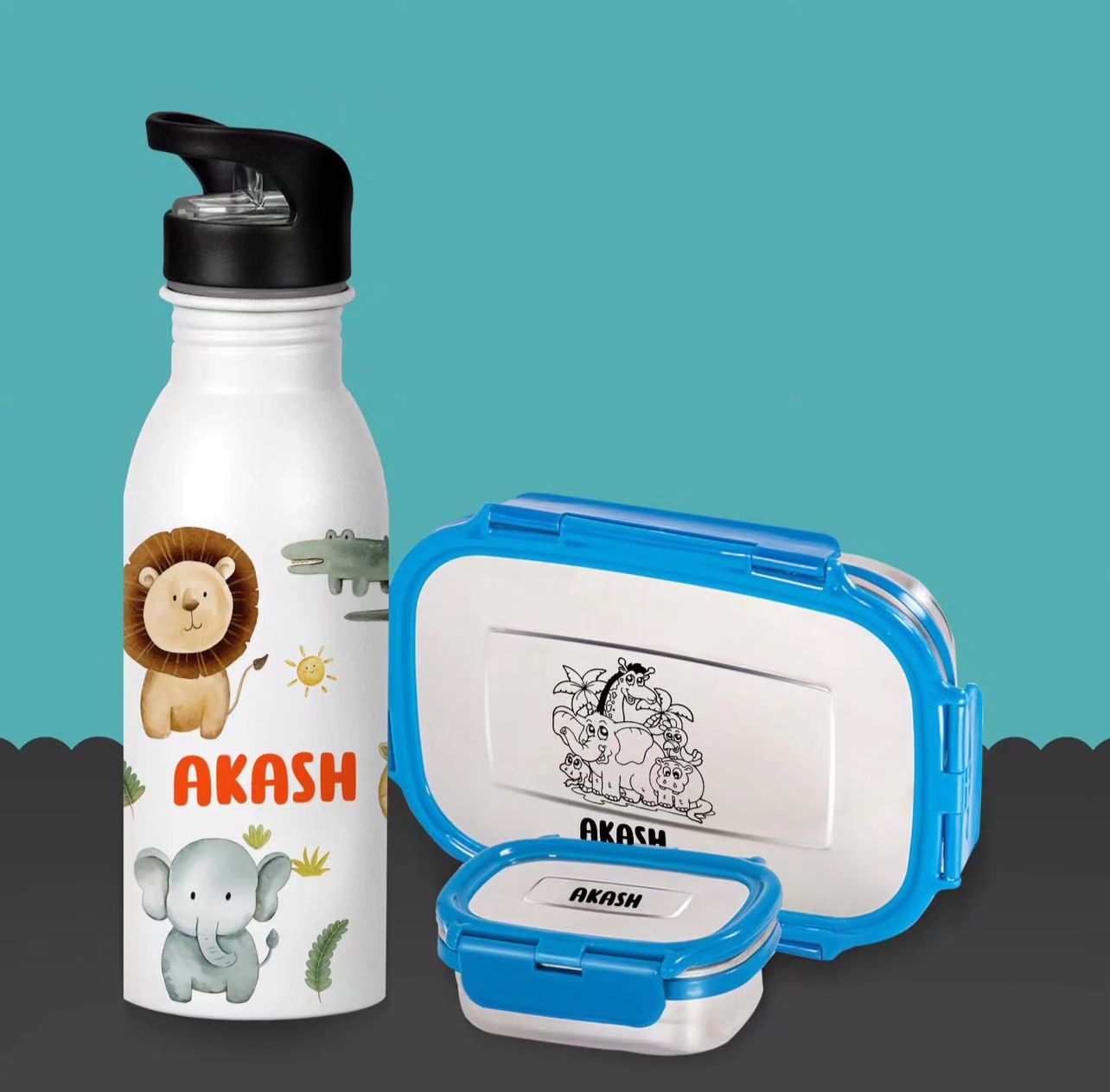 Animal Lunch Box and Bottle