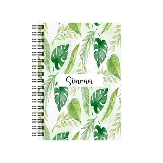 Personalised Tropical Leaves Notebook